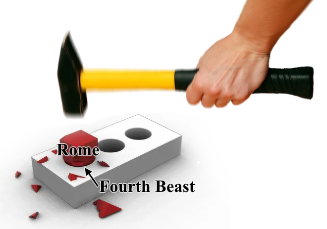 Hammer pounding in square peg into round hole